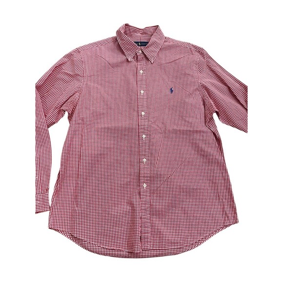 Polo Ralph Lauren Shirt Men's XL Red White Gingham Check Button Down - Picture 2 of 7